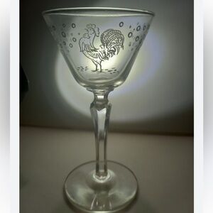 MCM Libbey Glass Rooster Stemmed Martini Glasses (set Of 5)